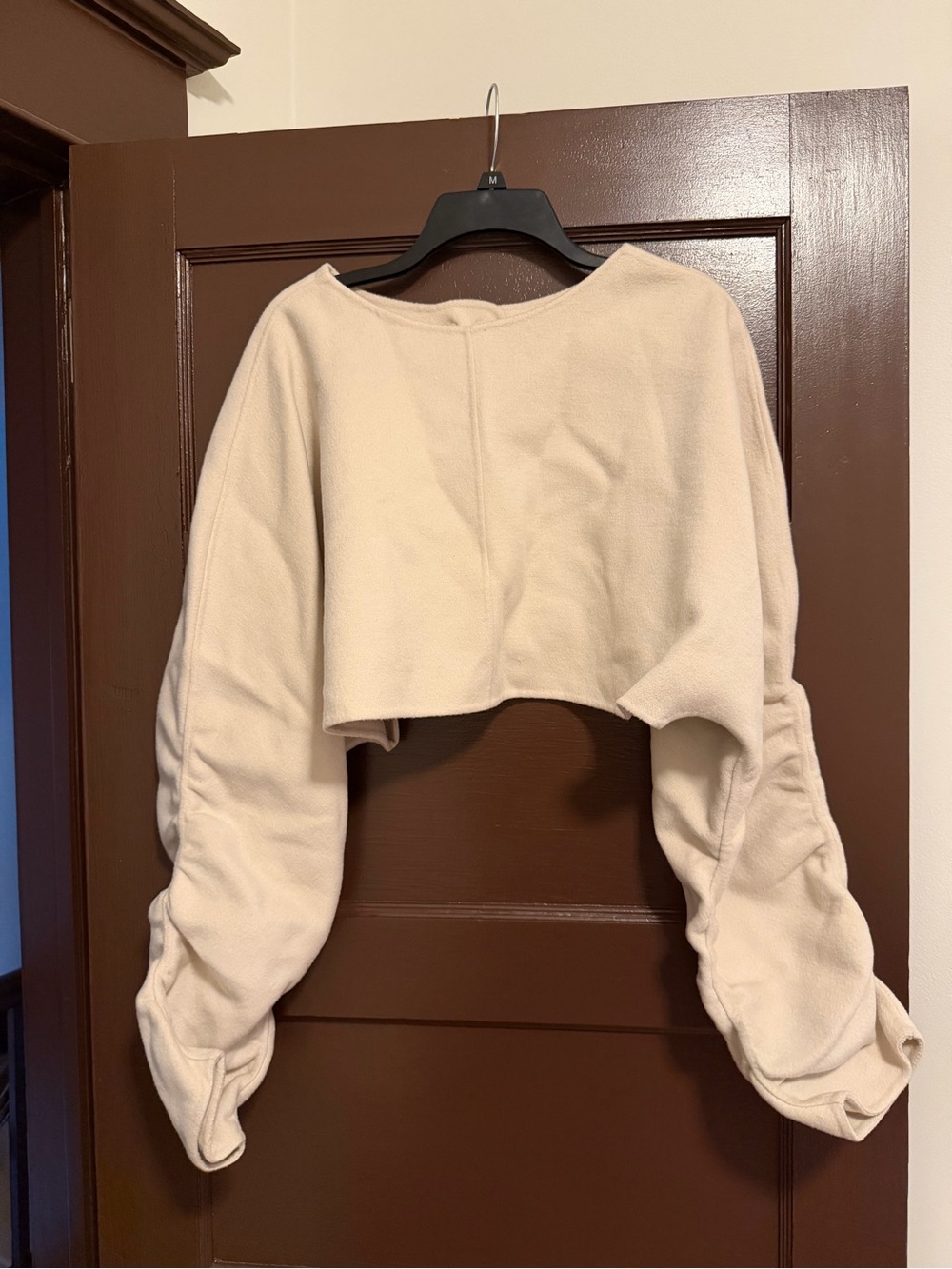 COS Cream Off-the-Shoulder Cropped Sweater